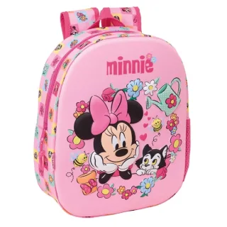 Safta Minnie Mouse Mochila 3D - Portabotellas - Hombreras Acolchadas - Asa de Mano Superior - 27x33x10cm - Color Rosa