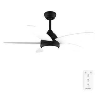 Cecotec EnergySilence Aero 4200 Black and WhiteWood Ventilador de Techo con 5 Aspas y Luz - 53W - Diametro de 42" - 3 Tonos LED - Temporizador - 3 Velocidades - Modo Invierno - Color Negro y