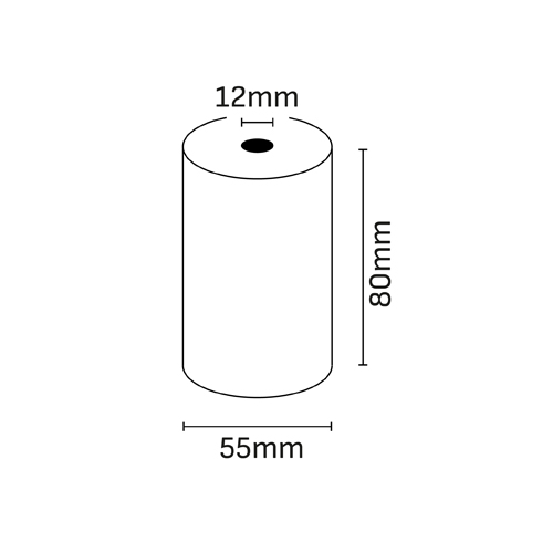 Oqonos Rollo de Papel Termico 80x55x12mm, Libre de BPA, FSC · Pack de 5 uds.