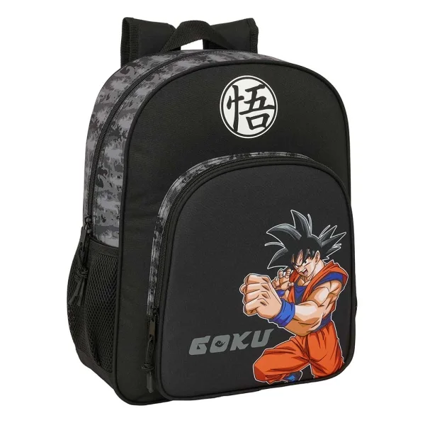 Safta Dragon Ball Mochila - Adaptable a Carro - Portabotellas - Doble Tirador en Cremallera - Hombreras Acolchadas y Ergonomicas - Asa de Mano Superior - 15L - 320x120x380mm - Color Negro
