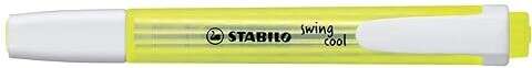 Stabilo Swing Cool Marcador Fluorescente - Cuerpo Plano - Punta Biselada - Trazo entre 1 y 4mm - Tinta con Base de Agua - Antisecado - Color Amarillo Fluorescente · Pack de 10 uds.