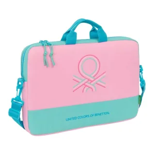 Safta Benetton Dolce Maletin para Portatil hasta 15.6" - Interior Acolchado - Bandolera Ajustable - Asas en la Parte Superior - Doble Tirador - 4L - 400x40x270mm - Color Rosa Pastel