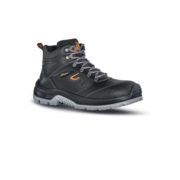 Upower Premiere L Botines de Seguridad - Talla 38 - Empeine Piel Hidrofuga, Inserciones Transpirables, Puntal Composite, Antiperforacion, Antideslizante, Proteccion S3 FO SR - Color Negro