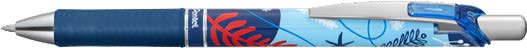 Pentel Energel Boligrafo de Tinta Gel Retractil 0.7mm - Trazo 0.35mm - Recargable - Grip de Agarre - Tinta Color Azul - Diseños Florales Japoneses · Pack de 12 uds.