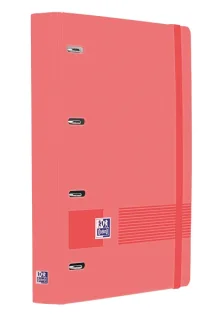 Oxford Europeanbinder Live & Go A4+ Carpeta Tamaño A4+ con Recambio de 100 Hojas Cuadricula 5x5mm - Tapa de Plastico Polyfoam - Cierre con Goma - Color Sandia