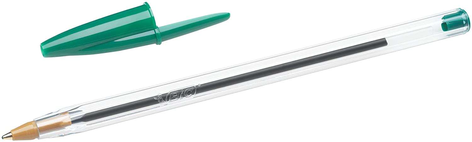 Bic Cristal Original Boligrafo de bola - Punta redonda de 1.0mm - Trazo 0.4mm - Tinta con Base de Aceite - Color Verde · Pack de 50 uds.