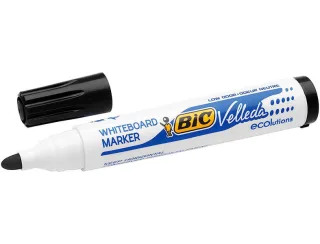 Bic Velleda 1701 ECOlutions Marcadores para Pizarra - Punta Redonda - Trazo de 1.5 mm - Tinta con Base de Alcohol - Ecologico - Borrado Optimo - Color Negro · Pack de 12 uds.