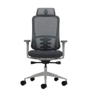 Oqonos Cherg 022 Silla de Oficina Ergonomica con Reposacabezas Cervical Ajustable, Mecanismo Autobalanceado, Reposabrazos 4D, Asiento Deslizable y Ruedas de Silicona - Gris