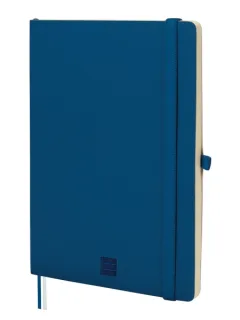 Finocam Nexo Cuaderno de Tapa Blanda - 72 Hojas - Formato A5 - 148x210mm - Papel Crema de 80g/m2 - Bolsillo Interior - Cierre con Goma - Portaboligrafo - Rayado Horizontal - Color Azul Marin