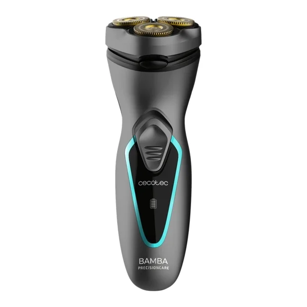 Cecotec Bamba PrecisionCare PerfectCut Afeitadora Rotativa - Recubrimiento de Titanio - Cabezal 3D Adaptable - Autonomia hasta 40min - Facil Limpieza - Mango Ergonomico - Color Gris