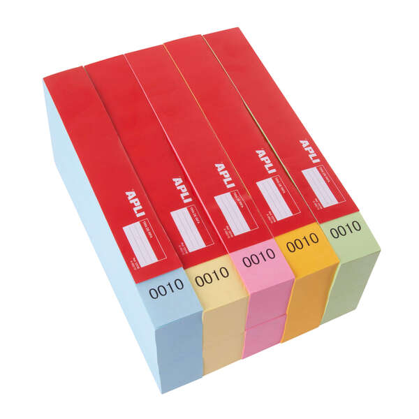 Apli Pack de 10 Tiras de Rifa Lluminetas 0000-9999 - 2 Tiras por Color - Numeracion Clara y Legible - Facil de Cortar - Ideal para Eventos y Sorteos - 5 Colores