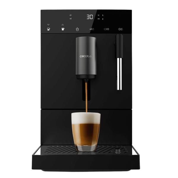 Cecotec Cremmaet Compact Steam Cafetera Superautomatica - 19bar - Deposito de 1.1L - Molinillo Conico - Pantalla Tactil - Termoblock - Limpieza Automatica - Vaporizador - Color Negro