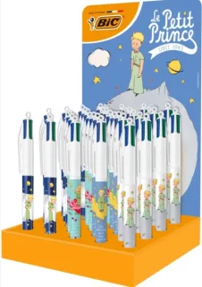 Bic 4 Colours El Principito Expositor con 36 Boligrafos de Bola Retractil Con Diseños de El Principito - 4 Diseños Diferentes - Punta Media de 1.0mm