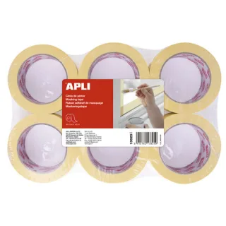 Apli Rollo Cinta Pintor 48mm x 45m - Adhesivo de Alta Resistencia - Facil de Cortar y Aplicar · Pack de 6 uds.