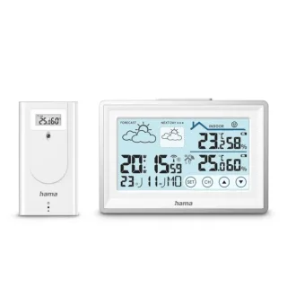 Hama Bahama S Estacion Meteorologica - Reloj - Prevision Meteorologica - Sensor Exterior - Radiofrecuencia - Termometro - Higrometro - 14.2x2.5x9.5cm - Color Blanco