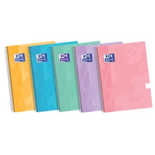 Oxford School Classic A4+ Europeanbook Spiralflex - Tapa de Plastico Resistente - 50 Hojas de Papel de Alta Calidad - 1 Linea para Escribir - Colores Surtidos · Pack de 5 uds.