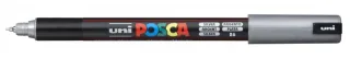 Posca PC-1MR Marcador de Pintura - Punta Roller de Fibra 0.7mm - Tinta Pigmentada Base al Agua - Resistente a la Luz - Color Plata · Pack de 6 uds.