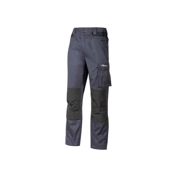 Upower Mallorca Pantalon de Trabajo Ergonomico - Talla 2XL - Algodon Elastico, Cintura Elastica, Multiples Bolsillos, Refuerzos Estrategicos, Cinta Reflectante, Triple Costura - Color Gris O
