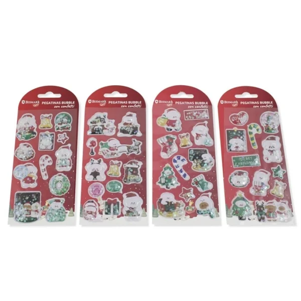 Bismark Pack de Pegatinas Bubble con Confetti Papa Noel - Packs con Diseños Diferentes Aleatorios