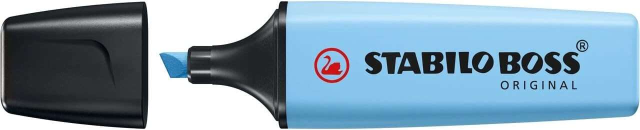 Stabilo Boss 70 Pastel Marcador Fluorescente - Trazo entre 2 y 5mm - Recargable - Tinta con Base de Agua - Color Azul Ventoso · Pack de 10 uds.