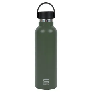 Safta Botella Termo de 600ml - Acero Inoxidable - Base de Silicona Antideslizante - Asa Superior - Color Verde
