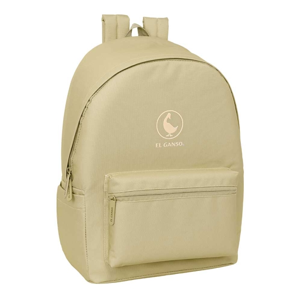 Safta el Ganso Basics Mochila para Portatiles hasta 15.6" - Bolsillo para Tablet hasta 11" - Antirrobo - Asa de Mano - Conector USB - Cremallera - Doble Tirador - Acolchada - 31x44x18cm - Color Arena