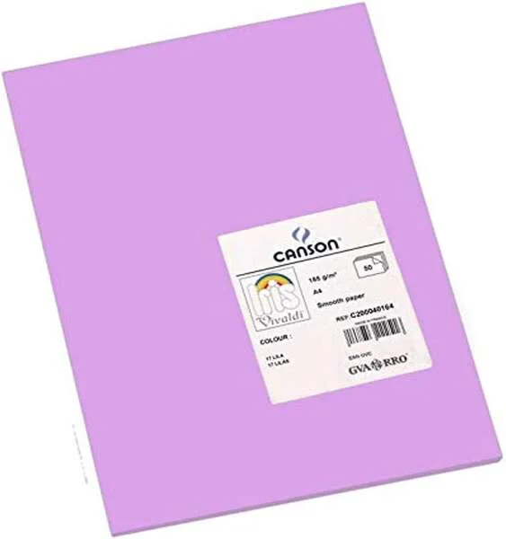 Canson Guarro Pack de 50 Cartulinas Iris A4 de 185g - 21x29.7cm - Color Lila