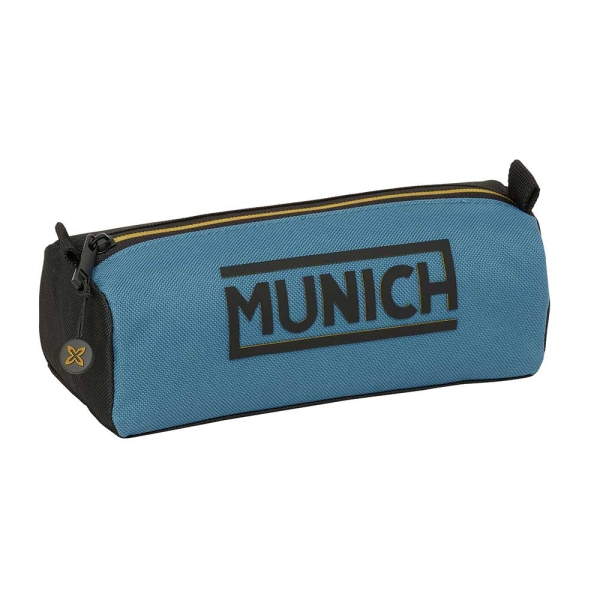 Safta Munich Portatodo - 1 Compartimento con Cremallera - 21x8x7cm - Color Negro y Azul
