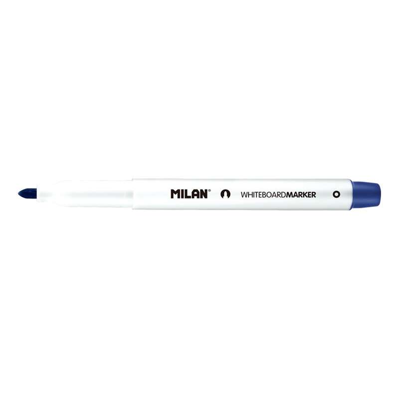 Milan Rotulador para Pizarra Blanca con Punta Redonda - Punta 3.7 mm - Tinta a Base de Alcohol - Borrable en Seco - Color Azul · Pack de 12 uds.