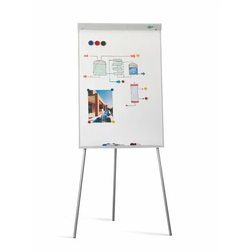 Faibo Pizarra/Caballete Metalico 700x1020mm - Superficie Magnetica - Bandeja para Rotuladores - Incluye Sistema de Estabilidad - Color Blanco
