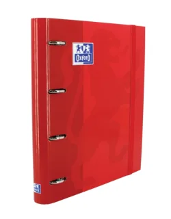 Oxford Europeanbinder Classic A4+ Carpeta de Anillas con Recambio Cuadricula 5x5 - Tapa Extradura - Cierre con Goma Elastica - Color Rojo