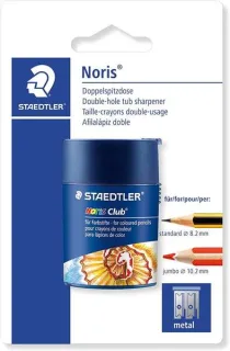 Staedtler Noris Club 512 Sacapuntas de Plástico Doble Uso para Lapices Normales y Gruesos - De 7mm hasta 12mm - Deposito