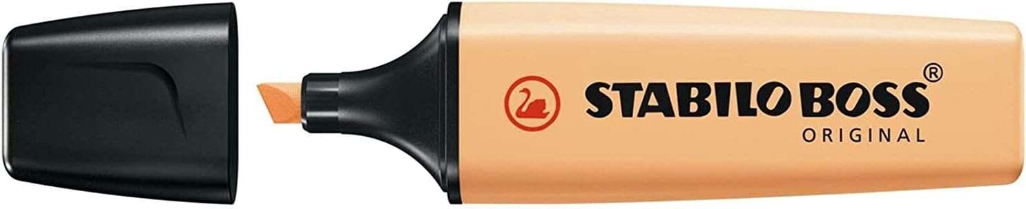 Stabilo Boss 70 Pastel Marcador Fluorescente - Trazo entre 2 y 5mm - Recargable - Tinta con Base de Agua - Color Naranja Palido · Pack de 10 uds.