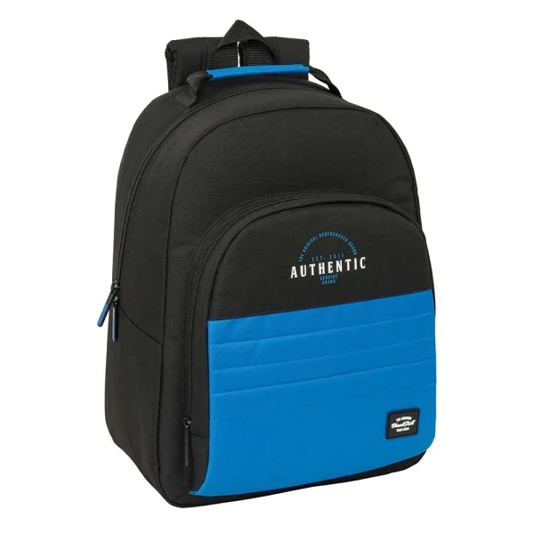Safta Blackfit8 Underground Mochila Adaptable a Carro - Tirador Doble - Bolsillo Frontal - Hombreras Acolchadas - Asa Forrada - 20.10L - 320x150x420mm - Color Negro y Azul