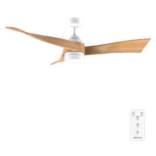Cecotec EnergySilence Aero 5280 WhiteWood Ventilador de Techo con Luz - 40W - Diametro de 52" - LED Regulable - Temporizador - 6 Velocidades - Modo Invierno - Aspas de Madera Clara - Color B