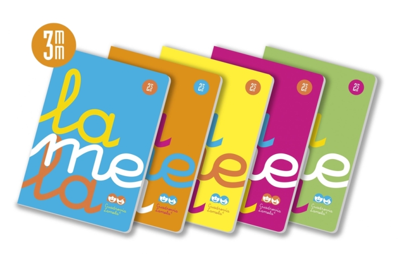 Lamela Pack de 5 Libretas Grapadas con 50 Hojas de 90g/m2 con Margen - Formato A4 - Pauta Cuadrovia de 3mm - Cubierta de Polipropileno Fluorescente - Papel Offset Blanco Extra - Colores Surt