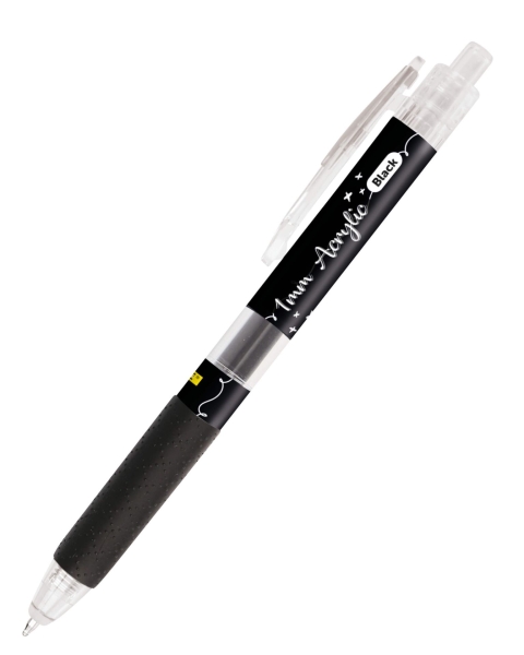 Online Boligrafo Retractil - Tinta Acrilica - Punta Fina de 1mm - Color Negro · Pack de 6 uds.