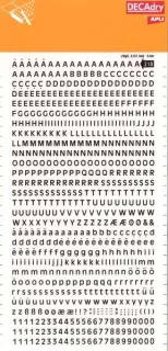 Apli Letras y Numeros Transferibles Super 4mm - 706 Caracteres - Negros Intensos