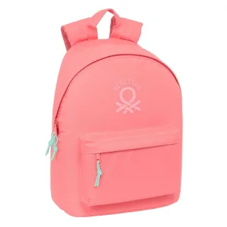 Safta Benetton Basics Mochila para Portatil hasta 14.1" - Bolsillo para Tablet - Correa para Llaves - Bolsillo Trasero - Tirador Doble - Asa Forrada - 20L - 310x160x410mm - Color Coral