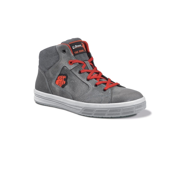 Upower Predator S Calzado de Seguridad Altos - Talla 38 - Empeine Piel Engrasada Hidrofuga, Puntal Aluminio Resistente, Suelas Antideslizantes PU/PU, Proteccion S3S FO SR - Color Gris