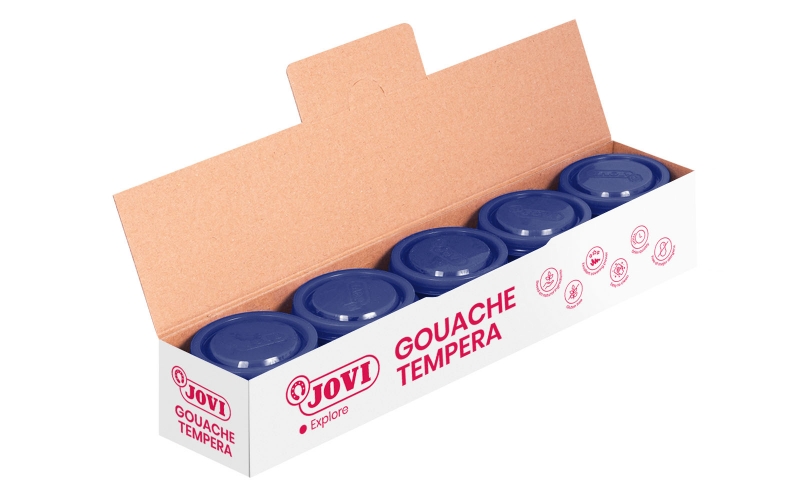 Jovi Bote de Tempera Escolar 35ml - Aplicacion en Multiples Superficies - Uso con Pincel, Rodillo o Espatula - Colores Mezclables - Color Azul Oscuro