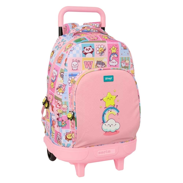 Safta Mr. Wonderful Comic Mochila con Carro - Extraible - 33L - Portabotellas - Tarjeta de Identificacion Personal - Doble Tirador - Asa de Mano - Bolsillo Frontal - 33x45x22cm - Color Rosa