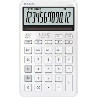 Casio JW-200DQ Calculadora de Sobremesa Compacta con Pantalla LCD de 12 Digitos - Calculo de Impuestos, Porcentajes, Raiz Cuadrada etc... - Alimentacion Solar y Pilas - Color Blanco