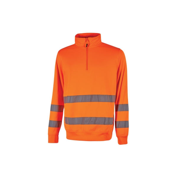Upower Felis Sudadera de Trabajo con Aislamiento Termico - Talla 2XL - Bandas Reflectantes, Media Cremallera, Mangas a Giro, Costuras Reforzadas, Alta Durabilidad - Color Naranja Fluorescent