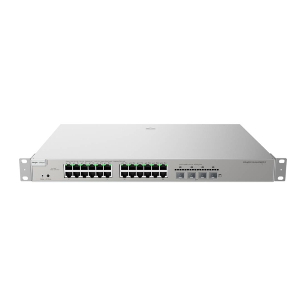 Ruijie RG-NBS5100-24GT4SFP-P Switch con Auto-Negociacion - 24 Puertos Ethernet hasta 1Gbps - 4x SFP hasta 1Gbps - PoE/PoE+ hasta 370W - Fuente de Alimentacion Fija - Color Acero