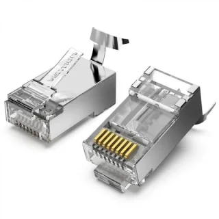 Vention Pack de 10 Conectores RJ45 - Cat.7 FTP - Contactos Chapados en Oro - Formato Transparente - Color Plata