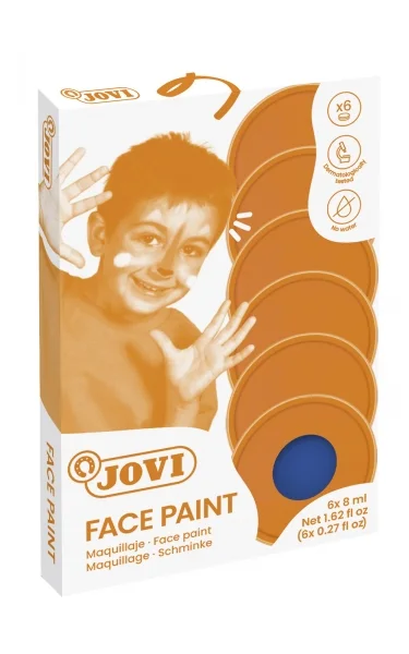 Jovi Estuche de 6 Botes 8ml Maquillaje Crema - Hipoalergenico - Base Grasa - Facil Aplicacion y Retiro - Gran Cubricion - Mezclables - sin Parabenos Ni Alergenos - Color Azul Oscuro