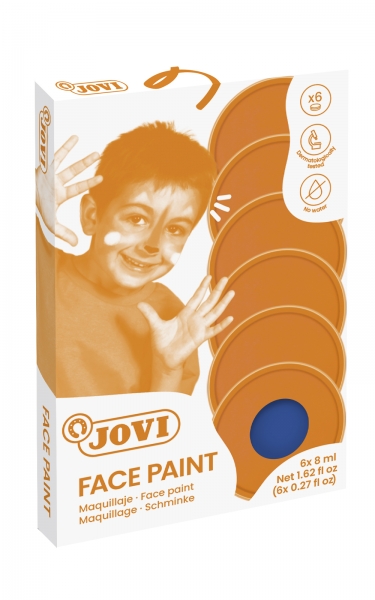 Jovi Estuche de 6 Botes 8ml Maquillaje Crema - Hipoalergenico - Base Grasa - Facil Aplicacion y Retiro - Gran Cubricion - Mezclables - sin Parabenos Ni Alergenos - Color Azul Oscuro