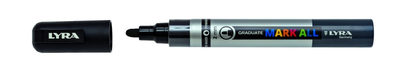 Lyra Mark All Rotulador Permanente - Multisuperficie - Punta Redonda - 2mm - Color Negro · Pack de 6 uds.