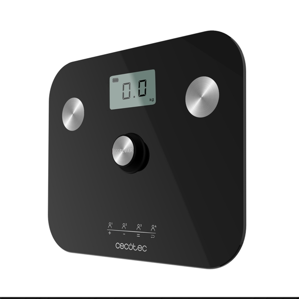 Cecotec Surface Precision EcoPower 10100 Full Healthy Black Bascula Corporal hasta 180kg - Medicion Bioimpedancia - Vidrio Templado - 4 Sensores - Patas Antideslizantes - Extraplano - Color